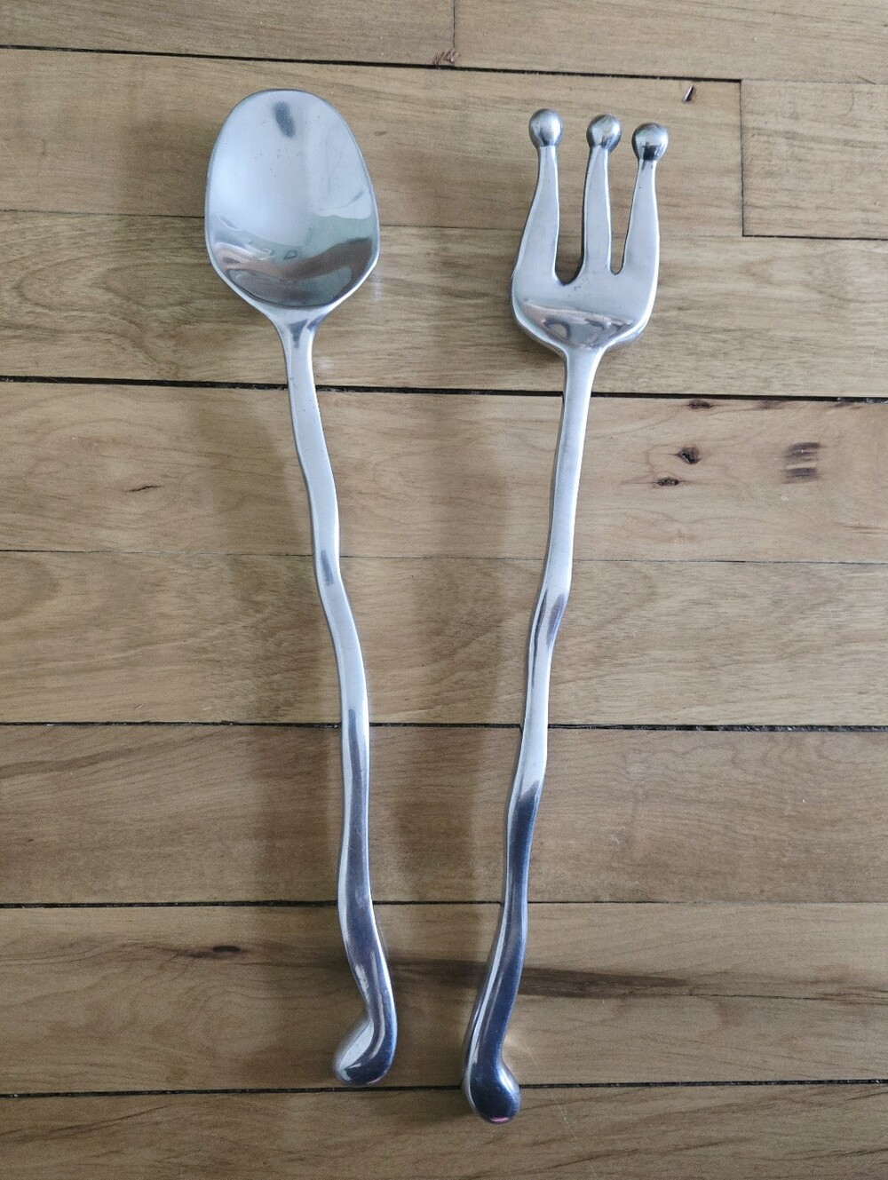 Vintage Luna Eclectic Silver Minimalist Modern Art Salad Tongs
